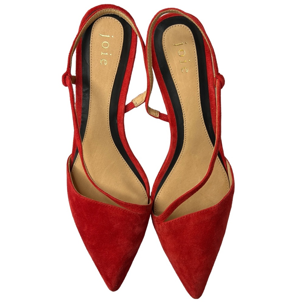 Joie Reno Slingback Pointed Toe Heel  Suede EU38.5/US 8.5 Color Poppy Red
